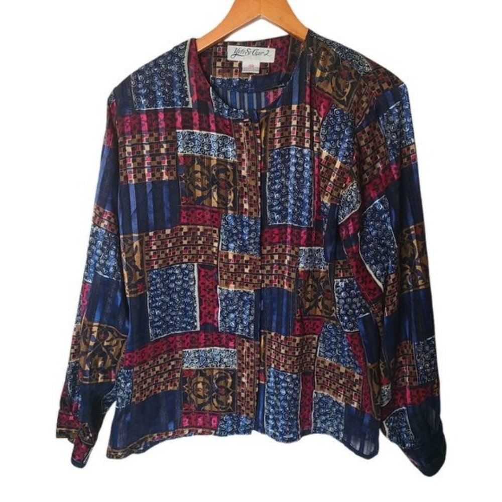 Yves St. Clair 2 Vintage Blouse 18W Striped Button - Picture 2 of 11